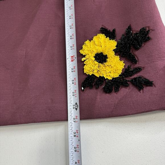 Dhruv Kapoor Anthro Womens Dress XL Purple Sequined Floral Textured Shift Boho - Picture 9 of 14